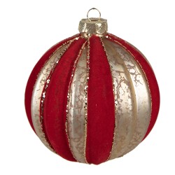 Clayre & Eef Weihnachtskugel Ø 10 cm Goldfarbig Rot Glas