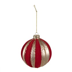 Clayre & Eef Kerstbal  Ø 10 cm Goudkleurig Rood Glas