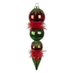 Clayre & Eef Kerstbal  23 cm Rood Groen Glas