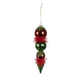 Clayre & Eef Boule de Noël 23 cm Rouge Vert Verre