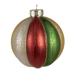 Clayre & Eef Christmas Bauble Ø 10 cm Red Green Glass