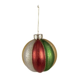 Clayre & Eef Kerstbal  Ø 10 cm Rood Groen Glas