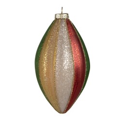 Clayre & Eef Boule de Noël Ø 8x15 cm Rouge Vert Verre