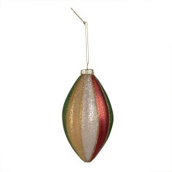 Clayre & Eef Boule de Noël Ø 8x15 cm Rouge Vert Verre