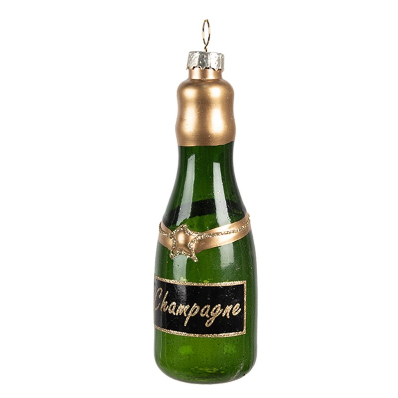 Clayre & Eef Kersthanger Fles 12 cm Groen Glas