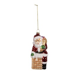 Clayre & Eef Weihnachtsanhänger Weihnachtsmann 12 cm Rot Glas