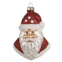 Clayre & Eef Weihnachtsanhänger Weihnachtsmann 12 cm Rot Glas