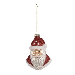 Clayre & Eef Weihnachtsanhänger Weihnachtsmann 12 cm Rot Glas