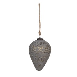 Clayre & Eef Christmas Bauble 26 cm Grey Glass