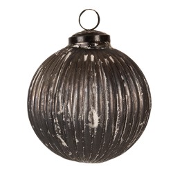 Clayre & Eef Boule de Noël Ø 10x10 cm Gris Verre Rond