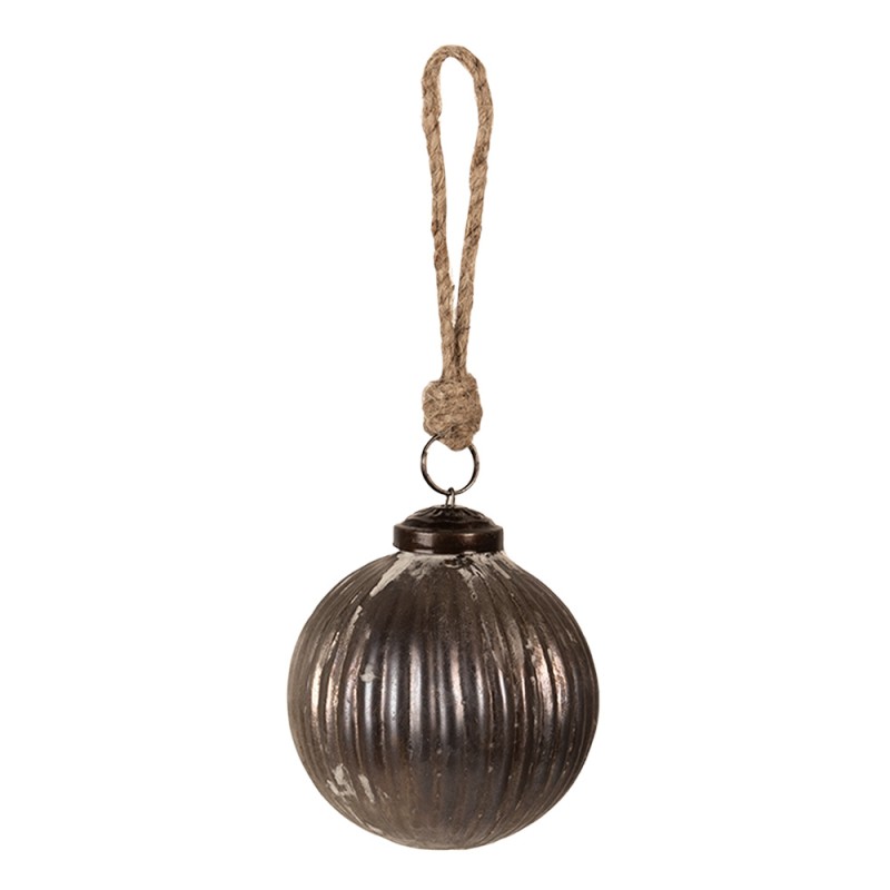 Clayre & Eef Christmas Bauble Ø 8x8 cm Grey Glass Round