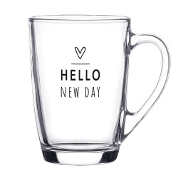 Clayre & Eef Verre à thé 300 ml Verre Coeur Hello new day