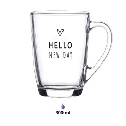 Clayre & Eef Verre à thé 300 ml Verre Coeur Hello new day