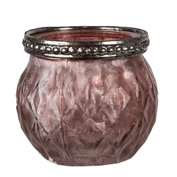 Clayre & Eef Porte-bougie Ø 7x6 cm Rose Verre