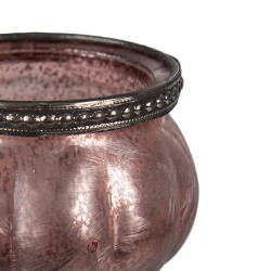 Clayre & Eef Porte-bougie Ø 9x6 cm Rose Verre