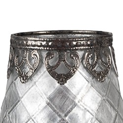 Clayre & Eef Tealight Holder Ø 9x11 cm Silver colored Glass