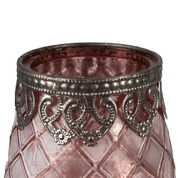 Clayre & Eef Porte-bougie Ø 9x11 cm Rose Verre