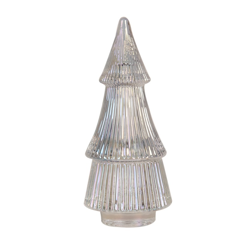 Clayre & Eef Pot en verre Sapin de Noël  Ø 7x16 cm Transparent Verre