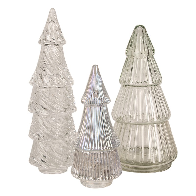 Clayre & Eef Pot en verre Sapin de Noël  Ø 7x16 cm Transparent Verre