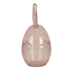 Clayre & Eef Glass Jar Egg  Ø 8x17 cm Pink Glass Oval