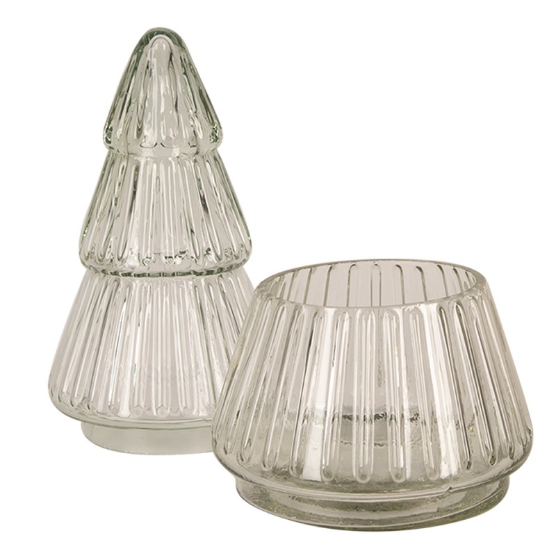 Clayre & Eef Pot en verre Sapin de Noël  Ø 11x21 cm Transparent Verre