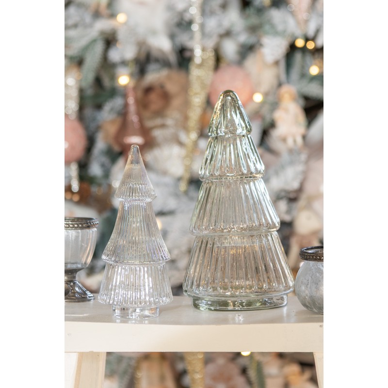 Clayre & Eef Pot en verre Sapin de Noël  Ø 11x21 cm Transparent Verre