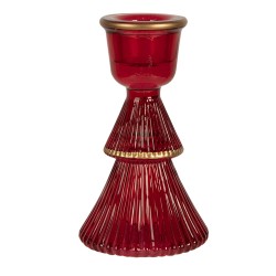 Clayre & Eef Candelabro Ø 6x10 cm Rosso Vetro