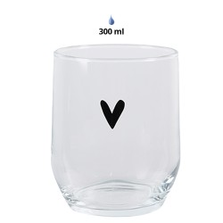 Clayre & Eef Verre d'eau Coeur 300 ml Transparent Verre