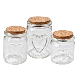 Clayre & Eef Voorraadpot  Ø 7x10 cm Transparant Glas Hartjes