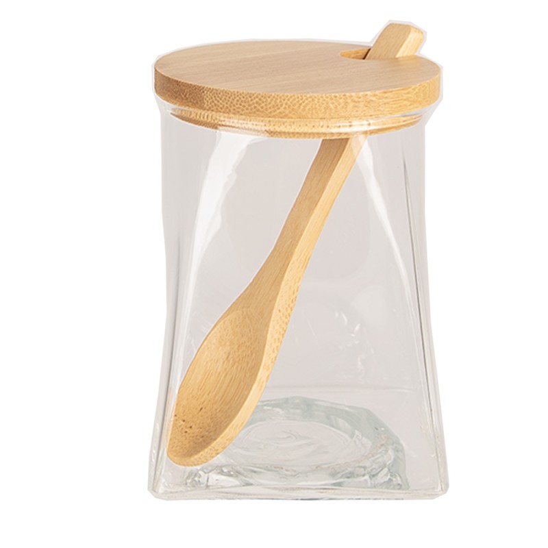 Clayre & Eef Vorratsglas 2er Set 7x7x10 cm Transparant Glas Holz