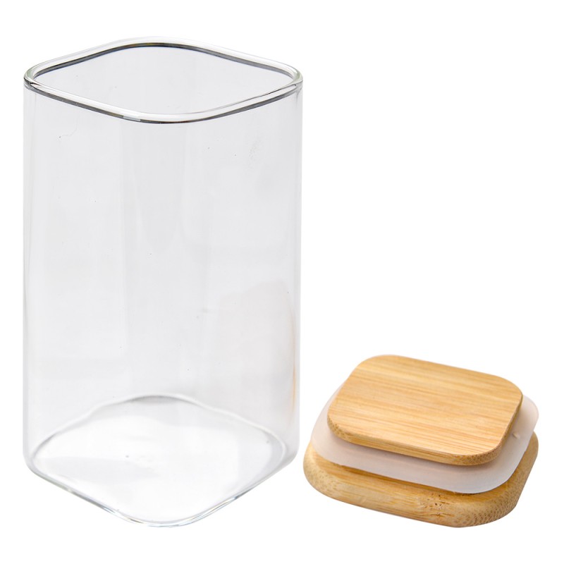 Clayre & Eef Pot de stockage 6x6x12 cm Transparent Verre