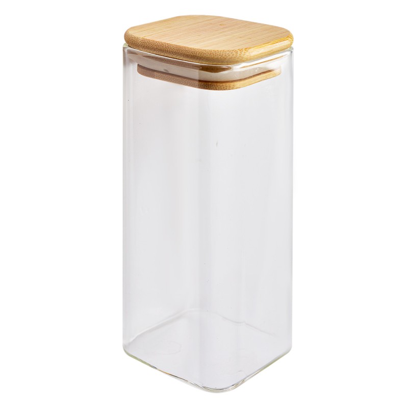 Clayre & Eef Pot de stockage 6x6x15 cm Transparent Verre