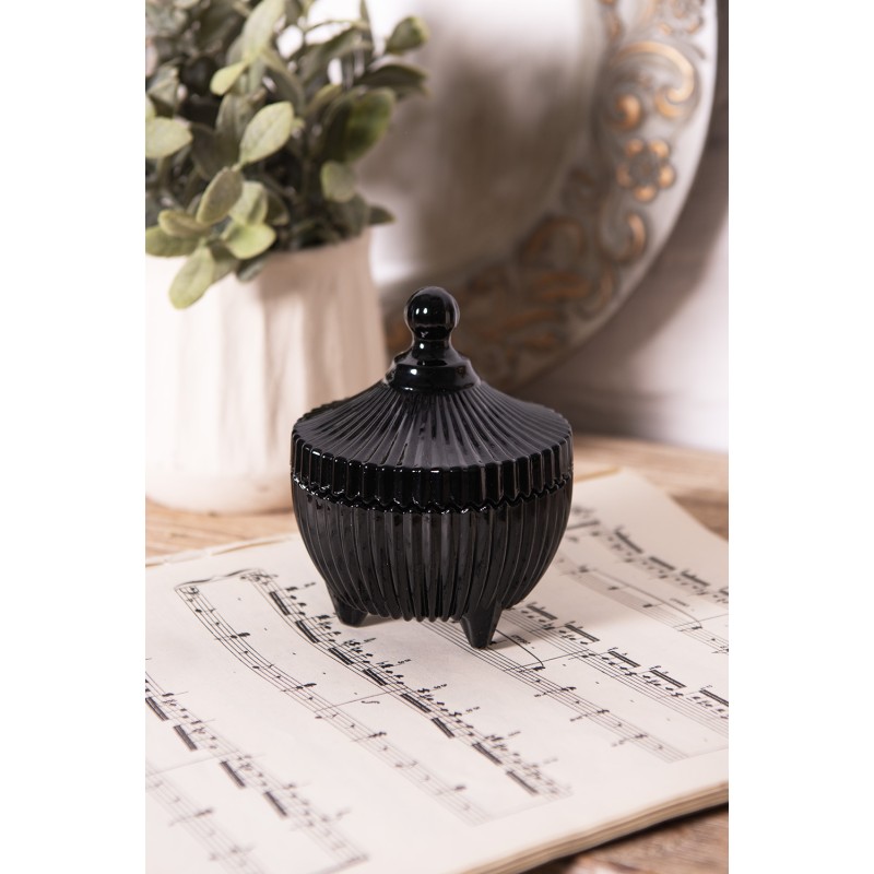 Clayre & Eef Glass Jar Ø 9x12 cm Black Glass