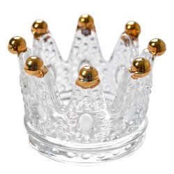 Clayre & Eef Porte-bougie Couronne Ø 7x5 cm Transparent Verre