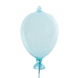 Clayre & Eef Decoratie Hanger Ballon Ø 10x17 cm Blauw Glas