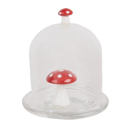 Clayre & Eef Cloche Ø 10x12 cm Transparent Glass Mushrooms