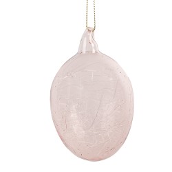 Clayre & Eef Pendentif de Pâques Œuf Ø 6x10 cm Rose Verre