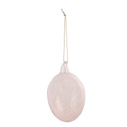 Clayre & Eef Pendentif de Pâques Œuf Ø 6x10 cm Rose Verre