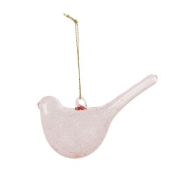 Clayre & Eef Pendentif Oiseau 11 cm Rose Verre