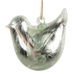 Clayre & Eef Pendentif Oiseau 7 cm Vert Verre