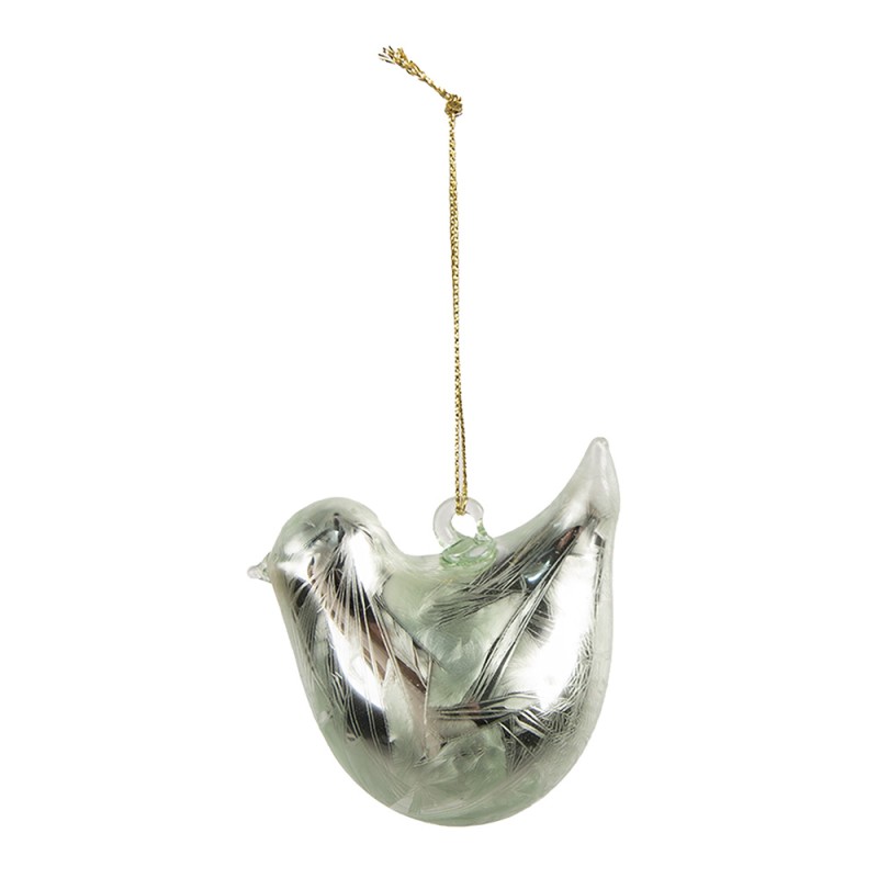 Clayre & Eef Pendentif Oiseau 7 cm Vert Verre