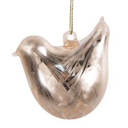 Clayre & Eef Pendentif Oiseau 7  cm Beige Verre