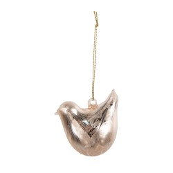 Clayre & Eef Pendentif Oiseau 7  cm Beige Verre