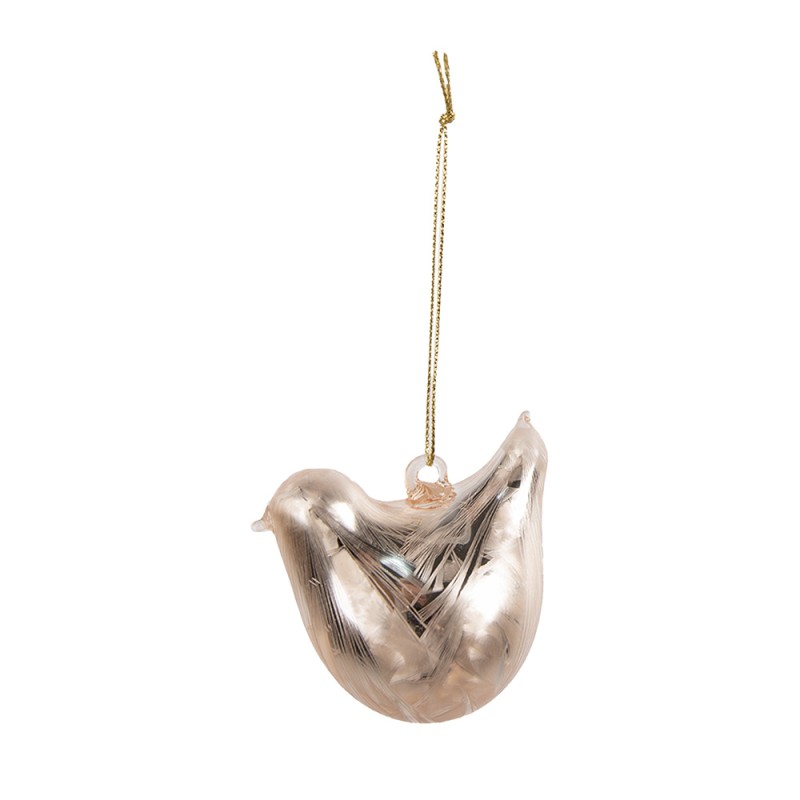 Clayre & Eef Pendant Bird 7  cm Beige Glass