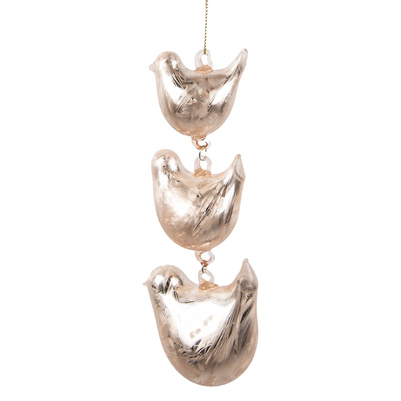 Clayre & Eef Pendentif Oiseaux 16 cm Beige Verre