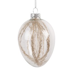 Clayre & Eef Pendentif de Pâques Œuf Ø 7x10 cm Transparent Verre