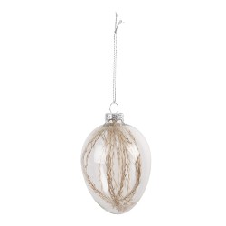 Clayre & Eef Easter Pendant Egg Ø 7x10 cm Transparent Glass