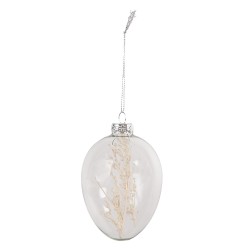 Clayre & Eef Easter Pendant Ø 7x10 cm Transparent Glass