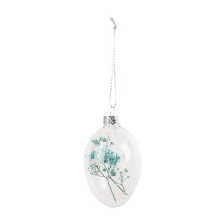 Clayre & Eef Pendentif de Pâques Œuf Ø 5x8 cm Transparent Verre