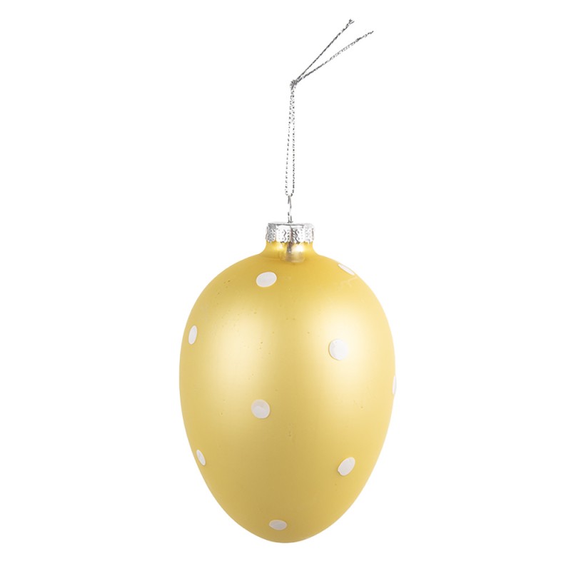 Clayre & Eef Easter Pendant Egg Ø 8x12 cm Yellow Glass